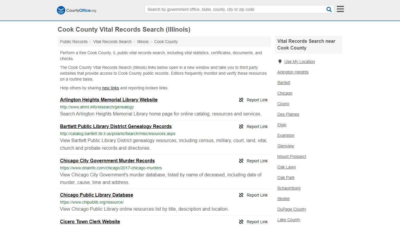 Cook County Vital Records Search (Illinois) - County Office